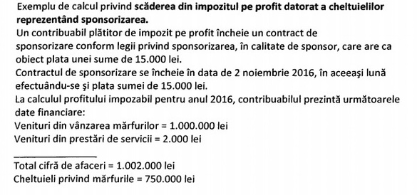 Companiile ar putea beneficia de dublarea sumei deductibile din impozitul pe profit, cheltuită pentru sponsorizări