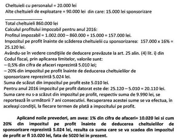 Companiile ar putea beneficia de dublarea sumei deductibile din impozitul pe profit, cheltuită pentru sponsorizări