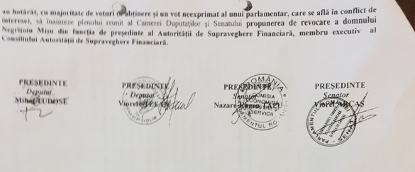 DOCUMENT Conducerea Parlamentului discută astăzi revocarea șefului ASF, Mișu Negrițoiu