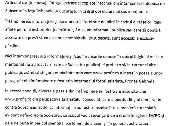 Euroweb: Condițiile de concurență pe piața telecom au devenit extrem de dificile. Au fost introduse măsuri pentru a limita pierderile excesive, evitând dizolvarea. UPDATE Precizările Euroweb