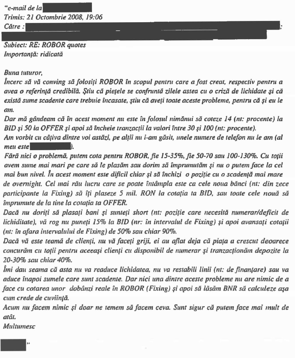 RAPORT De ce n-a găsit Consiliul Concurenței cartel pentru creșterea ROBOR în 2008, cum au profitat unele bănci de intervenția BNR și cine era cel mai mare speculator pe leu