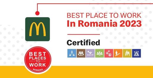 McDonald's în România, recunoscut ca angajator de top prin certificarea „Best Place to Work”