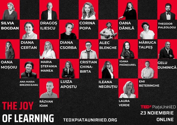 Participă online la TEDxPiațaUniriiED pe 23 noiembrie și (re)descoperă bucuria de a învăța!