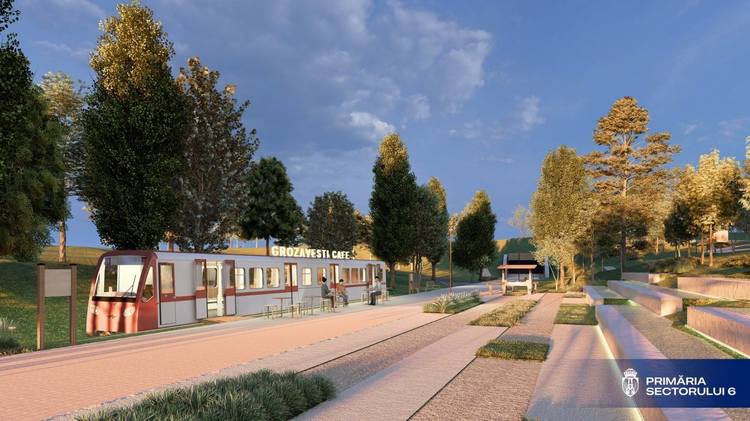 FOTO Start pentru un mare parc în București, cu vagon metrou și turn belvedere. Au început lucrările la noul Parc Grozăvești. Aproape 31.000 de metri pătrați de spațiu verde redați comunității