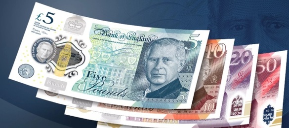 FOTO Cum arată noile bancnote britanice cu regele Charles al III-lea. Când vor intra în circulație