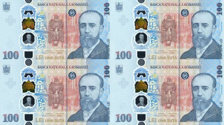 FOTO Bancnotă aniversară de 100 lei. Banca Națională a României lansează în circuitul numismatic o bancnotă dedicată lui Eugeniu Carada