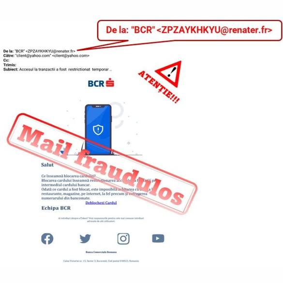 FOTO Avertisment: Clienții BCR sunt vizați de tentative de fraudă în mediul online