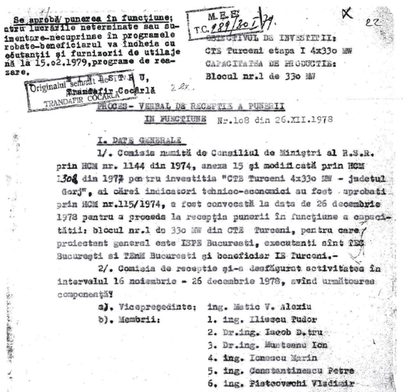 Blocul 1 de la Turceni, scos definitiv din uz pentru încălcarea normelor UE. La inaugurarea din 1978 nu le respecta nici pe cele ceaușiste