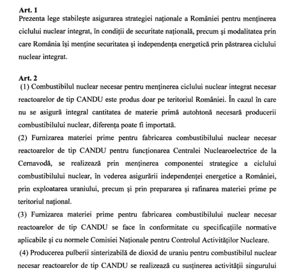 Proiect pentru menținerea în viață a Companiei Naționale a Uraniului: Nuclearelectrica să se aprovizioneze doar cu combustibil nuclear produs în România