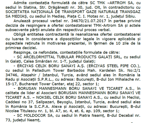 Conducta internațională de gaze BRUA, întârziată de contestații. Transgaz a fost obligată să reanalizeze oferta rușilor de la TMK Artrom