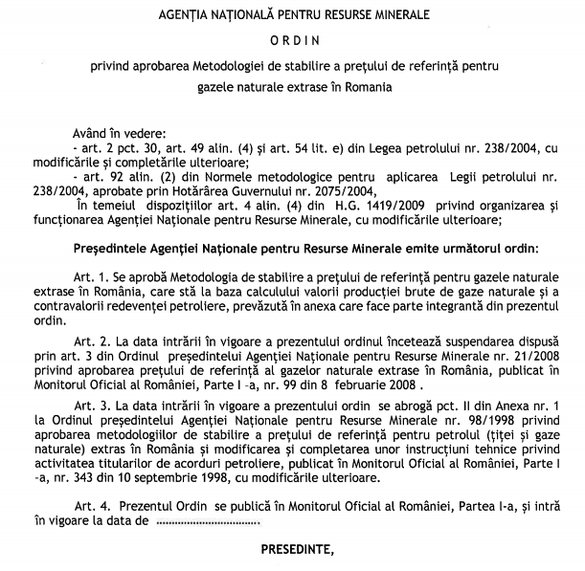 DOCUMENT Producătorilor români de gaze le sunt pregătite redevențe semnificativ majorate, calculate la prețul mediu de tranzacționare de pe principala bursă europeană de profil