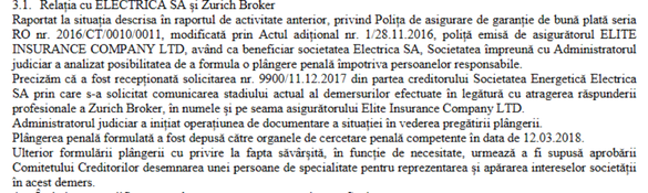 DOCUMENTE Plângere penală pe motiv că asigurătorul din Gibraltar care garanta plățile Transenergo către Electrica SA nu și-ar fi onorat obligațiile