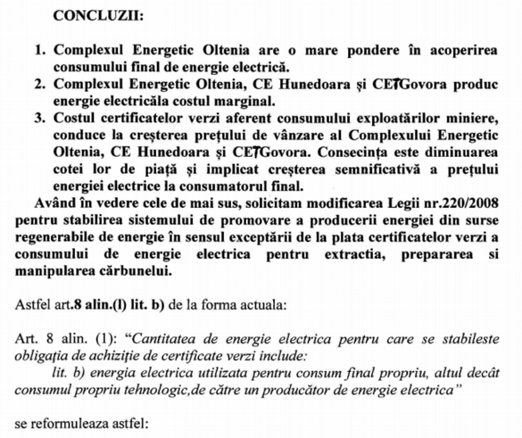 Producătorii de energie pe cărbune pot fi scutiți de certificatele verzi pentru subvenționarea regenerabilelor, însă de măsură ar putea beneficia și Romgaz și OMV Petrom