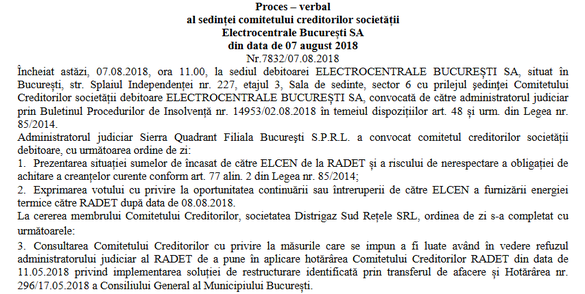 DOCUMENT RADET riscă să nu mai aibă cu ce să producă apă caldă pentru bucureșteni și să fie pusă sub controlul creditorilor pentru 