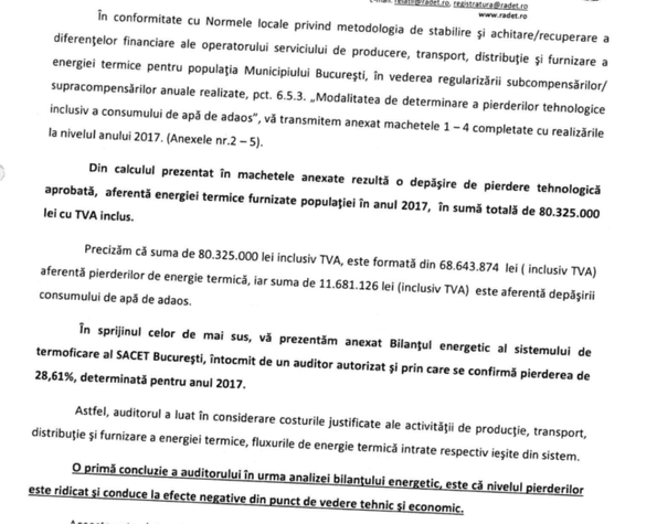 DOCUMENT Primăria Capitalei salvează RADET cu încă 80 milioane lei de la buget, după ce Regia și-a 