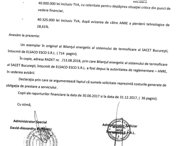 DOCUMENT Primăria Capitalei salvează RADET cu încă 80 milioane lei de la buget, după ce Regia și-a 