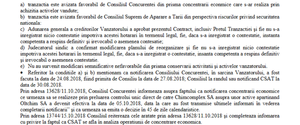 DOCUMENT Ce mai lipsește pentru finalizarea tranzacției de 127 milioane euro Chimcomplex-Oltchim: aprobarea Consiliului Concurenței, avizul CSAT și banii