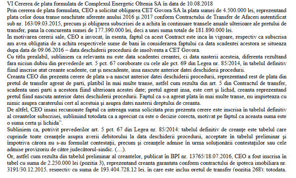 DOCUMENTE O afacere între 2 mari companii de stat parafată la nivel guvernamental riscă să se sfârșească prost. CE Oltenia își cere la tribunal banii pe minele Berbești și Alunu, vândute CET Govora în urmă cu peste 3 ani