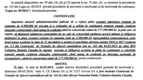 DOCUMENTE O afacere între 2 mari companii de stat parafată la nivel guvernamental riscă să se sfârșească prost. CE Oltenia își cere la tribunal banii pe minele Berbești și Alunu, vândute CET Govora în urmă cu peste 3 ani