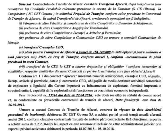 DOCUMENTE O afacere între 2 mari companii de stat parafată la nivel guvernamental riscă să se sfârșească prost. CE Oltenia își cere la tribunal banii pe minele Berbești și Alunu, vândute CET Govora în urmă cu peste 3 ani