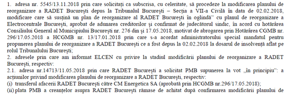 DOCUMENT Fuziunea RADET-ELCEN rămâne împotmolită. Primăria Capitalei nu știe cum să plătească datoriile de peste 1,6 miliarde lei ale Regiei