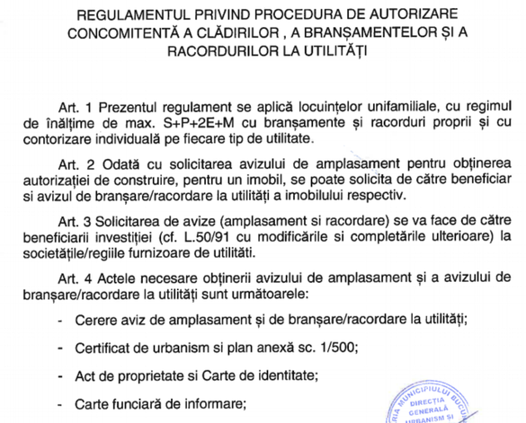 DOCUMENT Autorizația de construcție și cele pentru branșarea la apă, energie și gaze vor putea fi cerute concomitent în București, pentru anumite locuințe