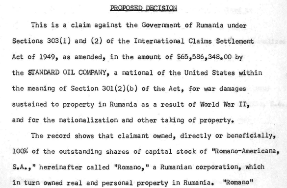 DOCUMENTE ISTORICE în premieră. Cum și-a recuperat ExxonMobil daunele de război și naționalizare înregistrate în România în 1942-1948. Acordul încheiat de Gheorghiu-Dej cu Washingtonul