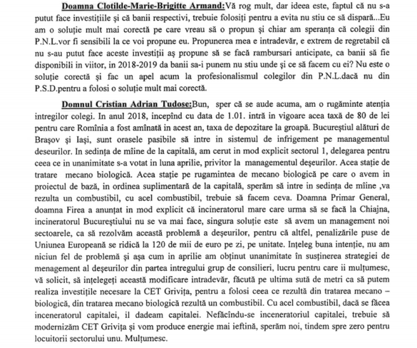 Extras din procesul verbal al ședinței Consiliului Local al Sectorului 1 din 18.12.2017