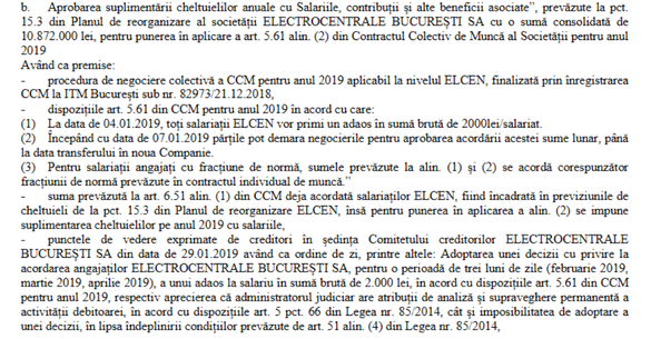 DOCUMENTE RADET contestă la tribunal majorarea salariilor angajaților ELCEN, decisă după un protest al acestora