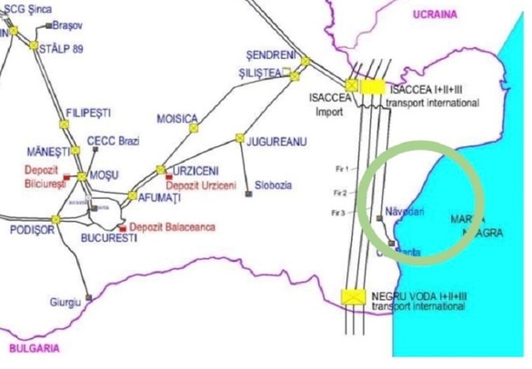 Proiect: Interconectarea SNT la Terminal GNL amplasat la malul Mării Negre. Sursă: Transgaz