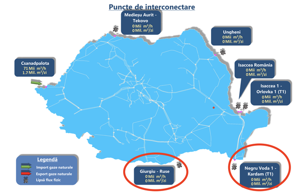 Fluxul de gaze transfrontalier de luni dimineață (Sirsa: Transgaz)