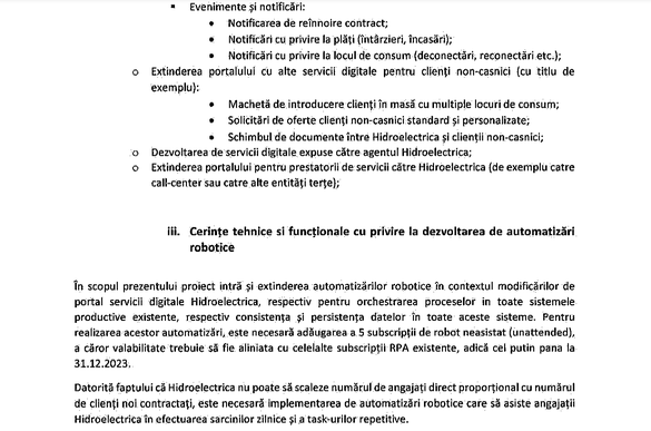 DOCUMENT Hidroelectrica: Angajările la Furnizare nu fac față valului de clienți noi. Compania vrea să extindă serviciile digitale oferite prin portalul dedicat acestora