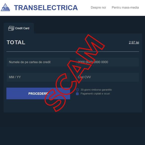 FOTO Avertisment: Atacuri de tip phishing/scam ce vizează Transelectrica