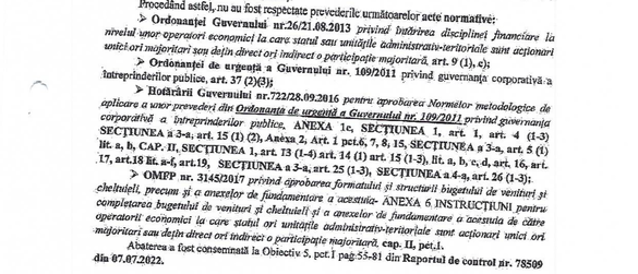 Extras din Decizia nr. 6/12.08.2022 a Curții de Conturi