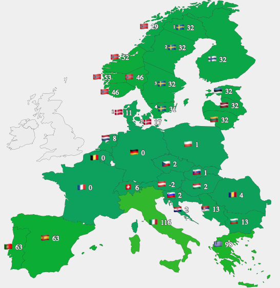 Prețul energiei livrate în ziua de Crăciun în întreaga Europă (Sursa: Euenergy.live)