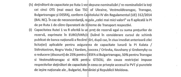 Varianta actualizată a produsului de rezervare Ruta 1. Sursă: ANRE România Varianta actualizată a produsului de rezervare Ruta 1. Sursă: ANRE România