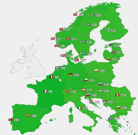 Prețul energiei cu livrare în ziua de miercuri din întreaga Europă Prețul energiei cu livrare în ziua de miercuri din întreaga Europă