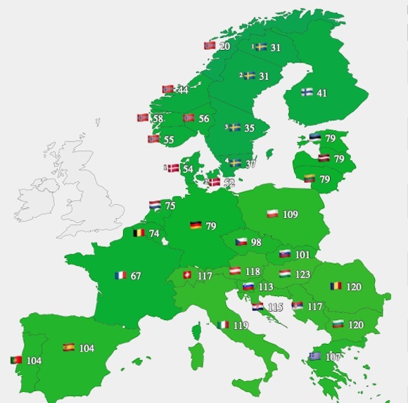 Prețul mediu zilnic al energiei furnizate în ziua de miercuri, 10 decembrie, în Europa Prețul mediu zilnic al energiei furnizate în ziua de miercuri, 10 decembrie, în Europa