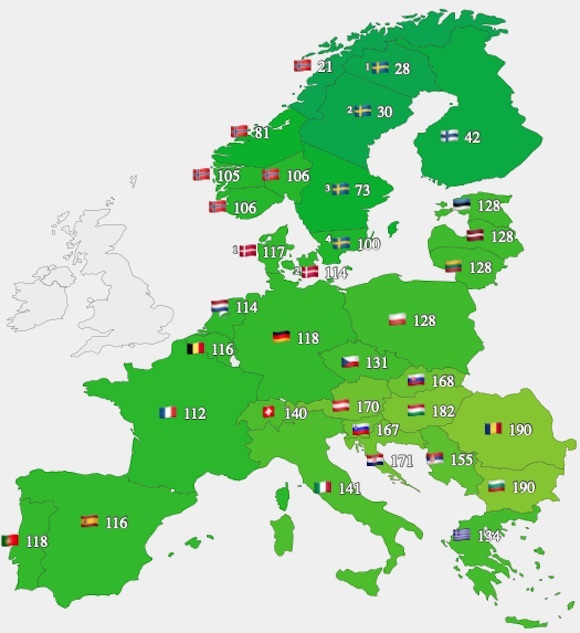 Prețurile energieicu furnizare în ziua de miercuri din Europa (sursa energy.life) Prețurile energieicu furnizare în ziua de miercuri din Europa (sursa energy.life)