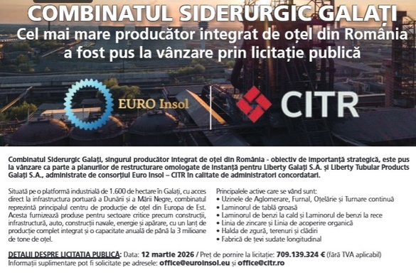 ULTIMA ORĂ România a scos fostul Sidex, Liberty Galați, la licitație, la preț ușor mai mare