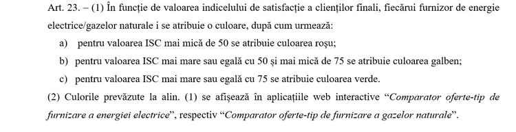 DOCUMENT Cum îi vor colora public clienții pe furnizorii de energie și gaze în funcție de cât de mulțumiți sau nemulțumiți sunt de ei