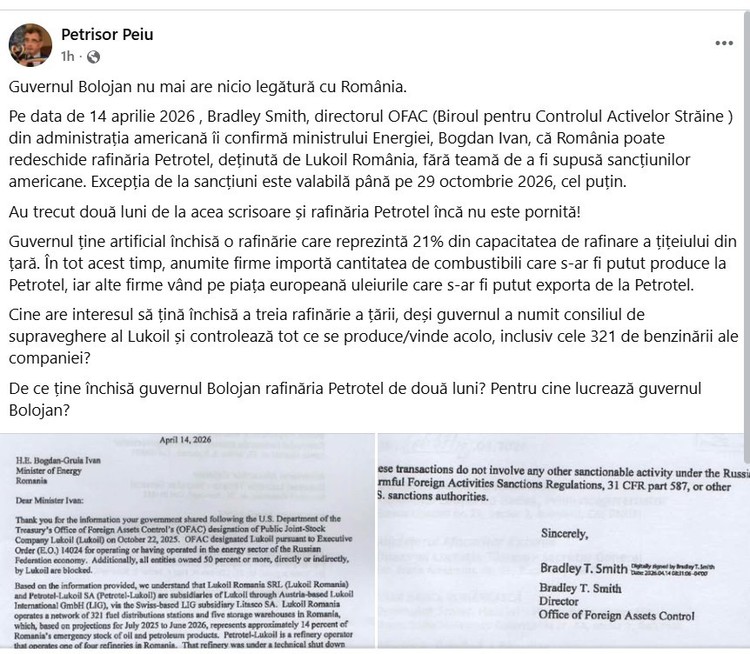 FOTO&DOCUMENT Șeful rus al rafinăriei ex-Lukoil din Italia a fost numit director comercial la Petrotel Ploiești, închisă din cauza sancțiunilor SUA contra grupului-mamă din Rusia