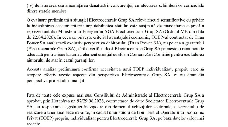 DOCUMENT Blocaj la semnarea finanțării bancare a construirii noului CET în cogenerare din Titan. Fuziunea SAPE-Electrocentrale Grup, printre cauzele invocate