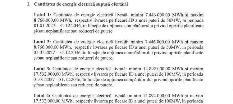 DOCUMENTE Cu reactorul 1 oprit și cu spectrul stopării și a celui de-al doilea, Nuclearelectrica a lansat licitație de vânzare de energie în avans pe 20 de ani. La ce preț minim