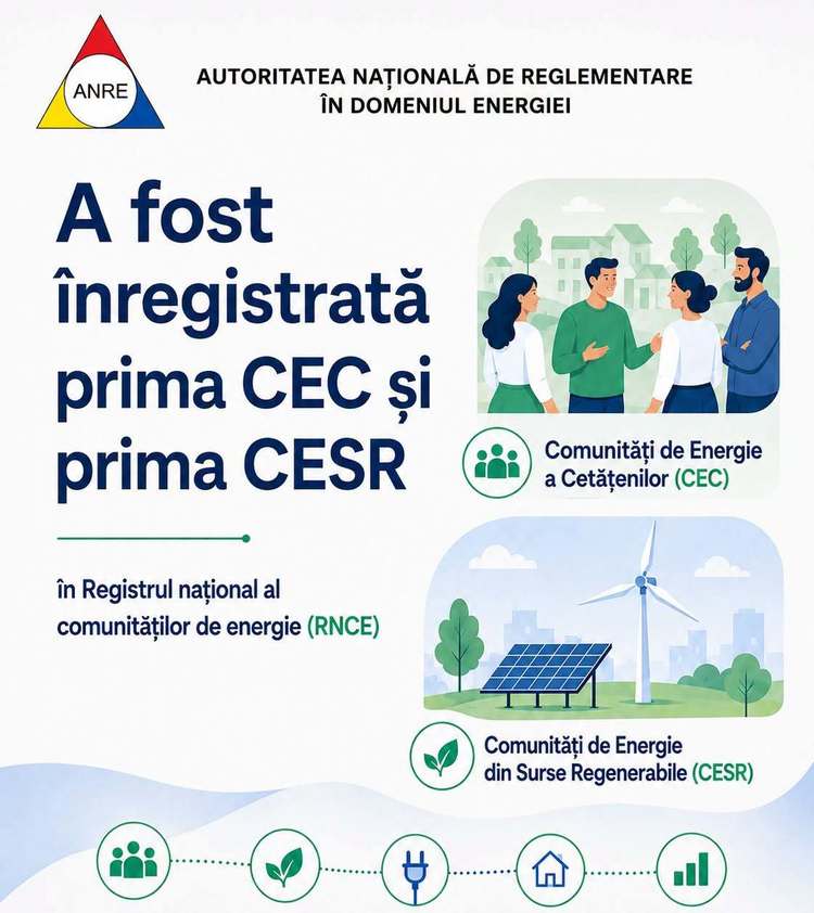 FOTO Premieră în România: ANRE a înregistrat primele două comunități de energie în Registrul național