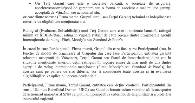 DOCUMENTE Licitații majore de vânzare de energie pe 20 de ani anulate: Nuclearelectrica a vrut cumpărători cu rating investment grade și garanție inițială pe cel puțin 10 ani