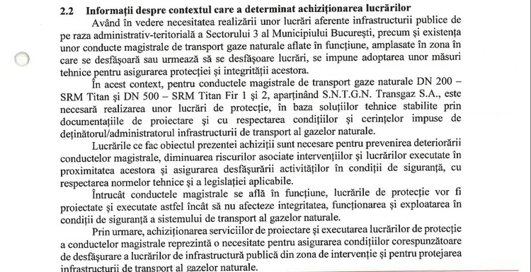 DOCUMENT La 8 luni de la dosarul penal Negoiță și după 3 ani și jumătate de litigiu civil, Primăria Sectorului 3 pregătește lucrări de protecție a unor conducte Transgaz