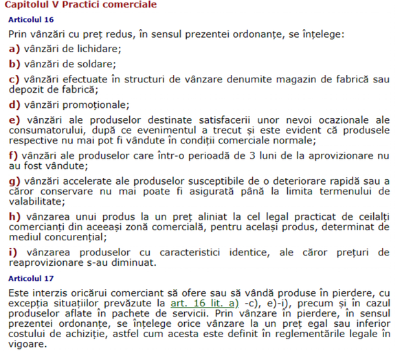 Extras din Ordonanța Guvernului nr. 99/2000 privind comercializarea produselor și serviciilor de piață