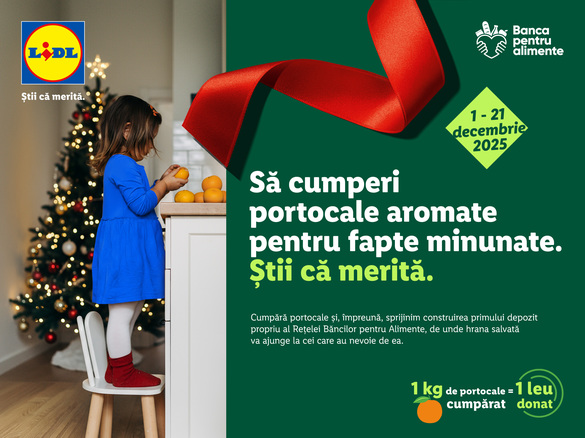 FOTO Lidl, acțiune inedită în România - donează 1 leu la fiecare kilogram de portocale pentru primul depozit propriu din Rețeaua Băncilor pentru Alimente