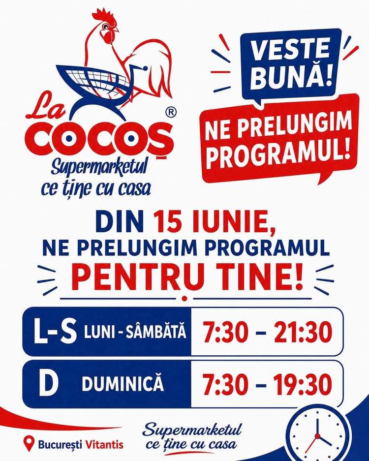 ANUNȚ Singurul magazin La Cocoș din București schimbă programul